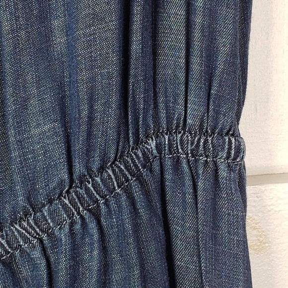 Talbots Blue Denim Tiered Jumper Maxi Dress Sleeveless Blue 6 Modest New - Picture 6 of 9